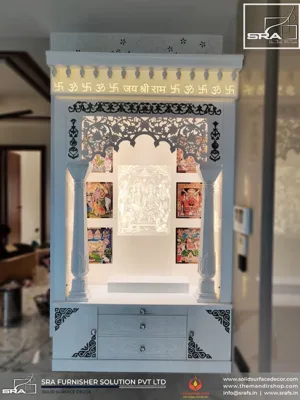 Corian Mandir With Mother Of Pearl