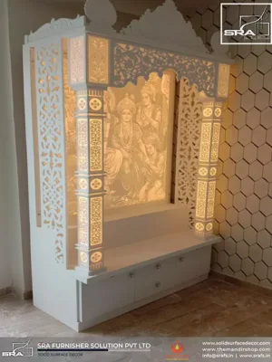 Corian Temple Back With Lord Ram Darbar For Home