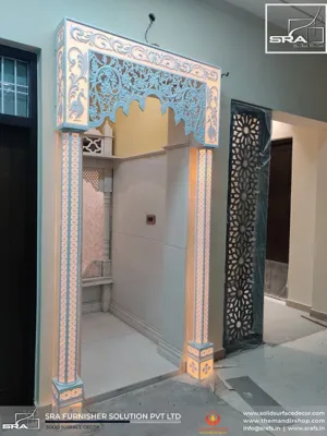 Mandir Entrance Design in Corian Solid Surface