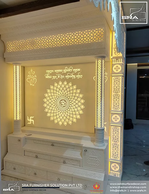 Temple Design With Backlit Entrance Design